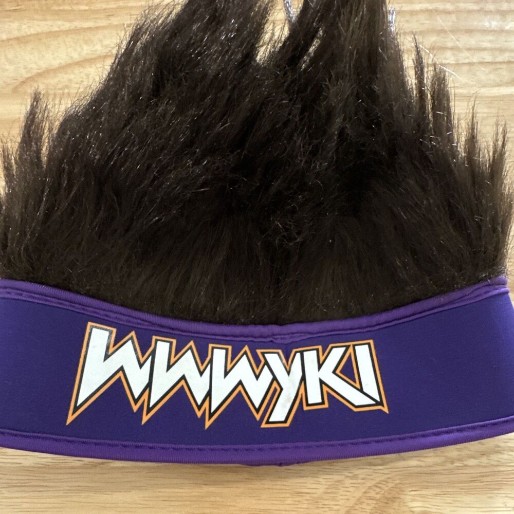 WWE Zack Ryder Purple/Black Logo Visor Hat with Faux Hair, Adjustable, One Size